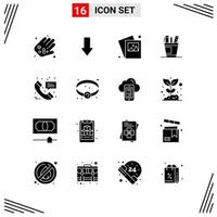 16 Icons Solid Style Grid Based Creative Glyph Symbols for Website Design Simple Solid Icon Signs Isolated on White Background 16 Icon Set vector