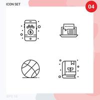 Line Pack of 4 Universal Symbols of online cab booking social ride dialog sports Editable Vector Design Elements