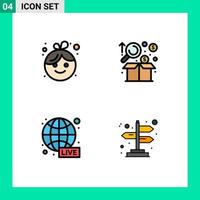 Set of 4 Modern UI Icons Symbols Signs for baby broadcasting new chart news Editable Vector Design Elements