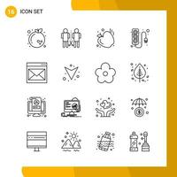 16 Icon Set Line Style Icon Pack Outline Symbols isolated on White Backgound for Responsive Website Designing vector