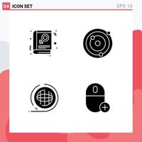 Pictogram Set of Simple Solid Glyphs of book planet sign planets terra Editable Vector Design Elements