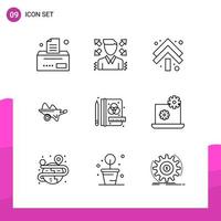 Outline Icon set Pack of 9 Line Icons isolated on White Background for responsive Website Design Print and Mobile Applications vector