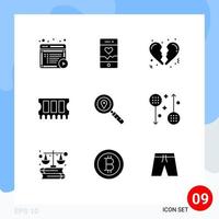 9 Universal Solid Glyphs Set for Web and Mobile Applications navigation location broken map memory Editable Vector Design Elements