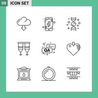 Modern Set of 9 Outlines Pictograph of transfusion medical chromosome healthcare genome Editable Vector Design Elements