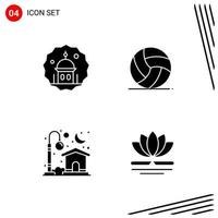 Collection of 4 Vector Icons in solid style Pixle Perfect Glyph Symbols for Web and Mobile Solid Icon Signs on White Background 4 Icons