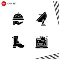 Collection of 4 Vector Icons in solid style Pixle Perfect Glyph Symbols for Web and Mobile Solid Icon Signs on White Background 4 Icons