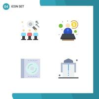 Editable Vector Line Pack of 4 Simple Flat Icons of rescource cd user consultant digital Editable Vector Design Elements