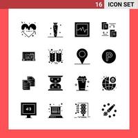 paquete de 16 iconos símbolos de glifo de estilo sólido sobre fondo blanco signos simples para diseño general vector