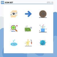 Flat Color Pack of 9 Universal Symbols of cost setting dinner search engine Editable Vector Design Elements