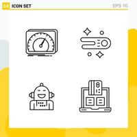 Collection of 4 Universal Line Icons Icon Set for Web and Mobile vector