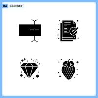 4 Icons Solid style Creative Glyph Symbols Black Solid Icon Sign Isolated on White Background vector