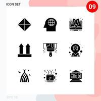 Stock Vector Icon Pack of 9 Line Signs and Symbols for paint brush elearning up shipping Editable Vector Design Elements
