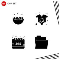 Collection of 4 Vector Icons in solid style Pixle Perfect Glyph Symbols for Web and Mobile Solid Icon Signs on White Background 4 Icons