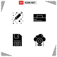 4 Icons Solid Style Grid Based Creative Glyph Symbols for Website Design Simple Solid Icon Signs Isolated on White Background 4 Icon Set vector