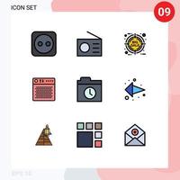 Universal Icon Symbols Group of 9 Modern Filledline Flat Colors of folder portable discount multimedia audio Editable Vector Design Elements