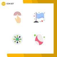 Group of 4 Flat Icons Signs and Symbols for finger biology interface flag chemistry Editable Vector Design Elements