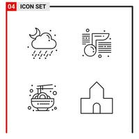 4 General Icons for website design print and mobile apps 4 Outline Symbols Signs Isolated on White Background 4 Icon Pack vector