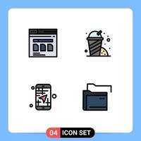 Modern Set of 4 Filledline Flat Colors and symbols such as page app website park direction Editable Vector Design Elements