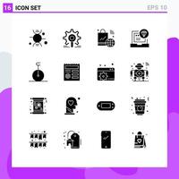 Modern Set of 16 Solid Glyphs Pictograph of coding browser configuration app iot Editable Vector Design Elements