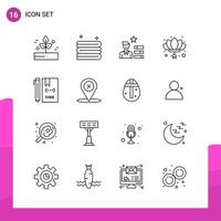 Outline Icon set Pack of 16 Line Icons isolated on White Background for responsive Website Design Print and Mobile Applications vector