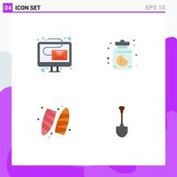 Modern Set of 4 Flat Icons Pictograph of digital surfboard newsletter sweets showel Editable Vector Design Elements