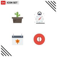 Paquete de iconos planos de 4 interfaces de usuario de signos y símbolos modernos de cactus, negocios de acción de gracias, creencias de otoño, elementos de diseño vectorial editables vector