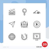 User Interface Pack of 9 Basic Outlines of online mail landscape marker map Editable Vector Design Elements