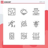 Modern Set of 9 Outlines and symbols such as cactus block bath advertising ad Editable Vector Design Elements