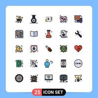 Universal Icon Symbols Group of 25 Modern Filled line Flat Colors of dialog romantic file target music heart Editable Vector Design Elements