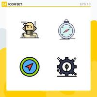 Pictogram Set of 4 Simple Filledline Flat Colors of robo advisor location algorithm direction map Editable Vector Design Elements