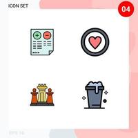 Universal Icon Symbols Group of 4 Modern Filledline Flat Colors of pros chess plus love strategy Editable Vector Design Elements