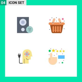 4 Universal Flat Icon Signs Symbols of computers ability hardware cart knowledge Editable Vector Design Elements
