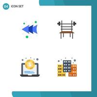 4 Universal Flat Icons Set for Web and Mobile Applications arrow laptop balance gym digital Editable Vector Design Elements