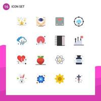 Group of 16 Modern Flat Colors Set for weather cloud machine share cloud computing Editable Pack of Creative Vector Design Elements