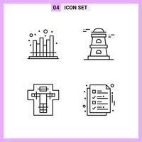 4 Icons in Line Style Outline Symbols on White Background Creative Vector Signs for Web mobile and Print