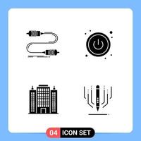 4 Solid Black Icon Pack Glyph Symbols for Mobile Apps isolated on white background 4 Icons Set vector