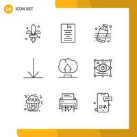 Set of 9 Modern UI Icons Symbols Signs for art upload learning interface arrow Editable Vector Design Elements