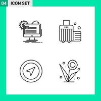 Pack of 4 Line Style Icon Set Outline Symbols for print Creative Signs Isolated on White Background 4 Icon Set vector