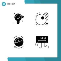 Set of 4 Modern UI Icons Symbols Signs for creative graph idea meteor server Editable Vector Design Elements