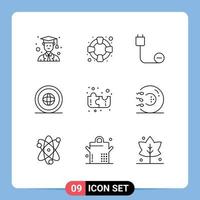 Group of 9 Modern Outlines Set for puzzle location devices international global Editable Vector Design Elements