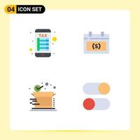 Universal Icon Symbols Group of 4 Modern Flat Icons of internet banking delivery calendar money shipping Editable Vector Design Elements