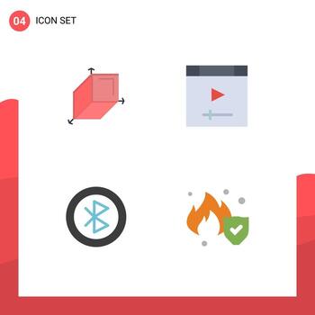 Set of 4 Vector Flat Icons on Grid for box devices app website sharing Editable Vector Design Elements