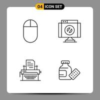 4 Black Icon Pack Outline Symbols Signs for Responsive designs on white background 4 Icons Set vector