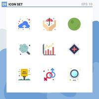 Stock Vector Icon Pack of 9 Line Signs and Symbols for help chart cotton candy analytics analysis Editable Vector Design Elements