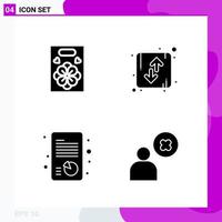 Solid Icon set Pack of 4 Glyph Icons isolated on White Background for Web Print and Mobile vector