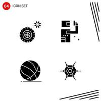 Collection of 4 Vector Icons in solid style Pixle Perfect Glyph Symbols for Web and Mobile Solid Icon Signs on White Background 4 Icons