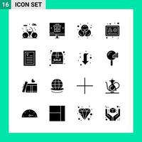 Pack of 16 Solid Style Icon Set Glyph Symbols for print Creative Signs Isolated on White Background 16 Icon Set vector