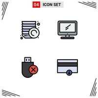 Pack of 4 creative Filledline Flat Colors of kitchen devices computer imac removed Editable Vector Design Elements