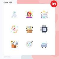 Set of 9 Modern UI Icons Symbols Signs for box heart woman love care Editable Vector Design Elements