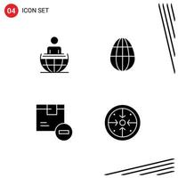 Pictogram Set of 4 Simple Solid Glyphs of global process delivery modern holiday logistic Editable Vector Design Elements